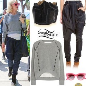 L.A.M.B. Gwen Stefani Black Harem Lace Skirt Leggings Drop Crotch Dance Pants PS